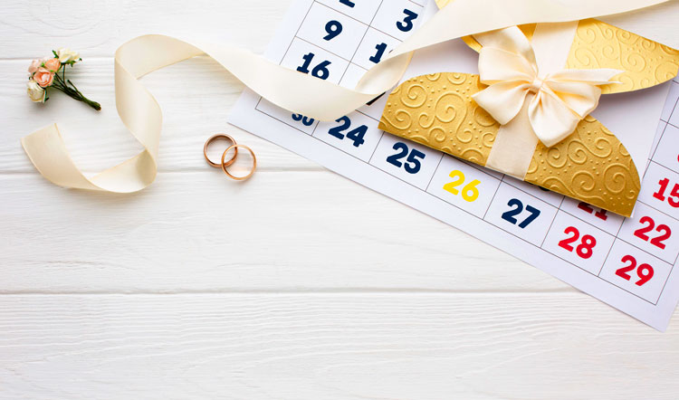 Calendario con fecha de matrimonio